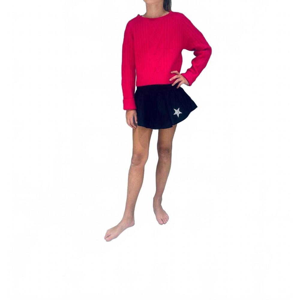 NEW LITTLE OLIN braided knit sweater in fuschsia